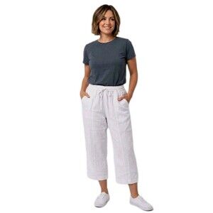 CW Classics VTG 90s White Woven Capri Pants High Rise Women's S Elastic Waist
